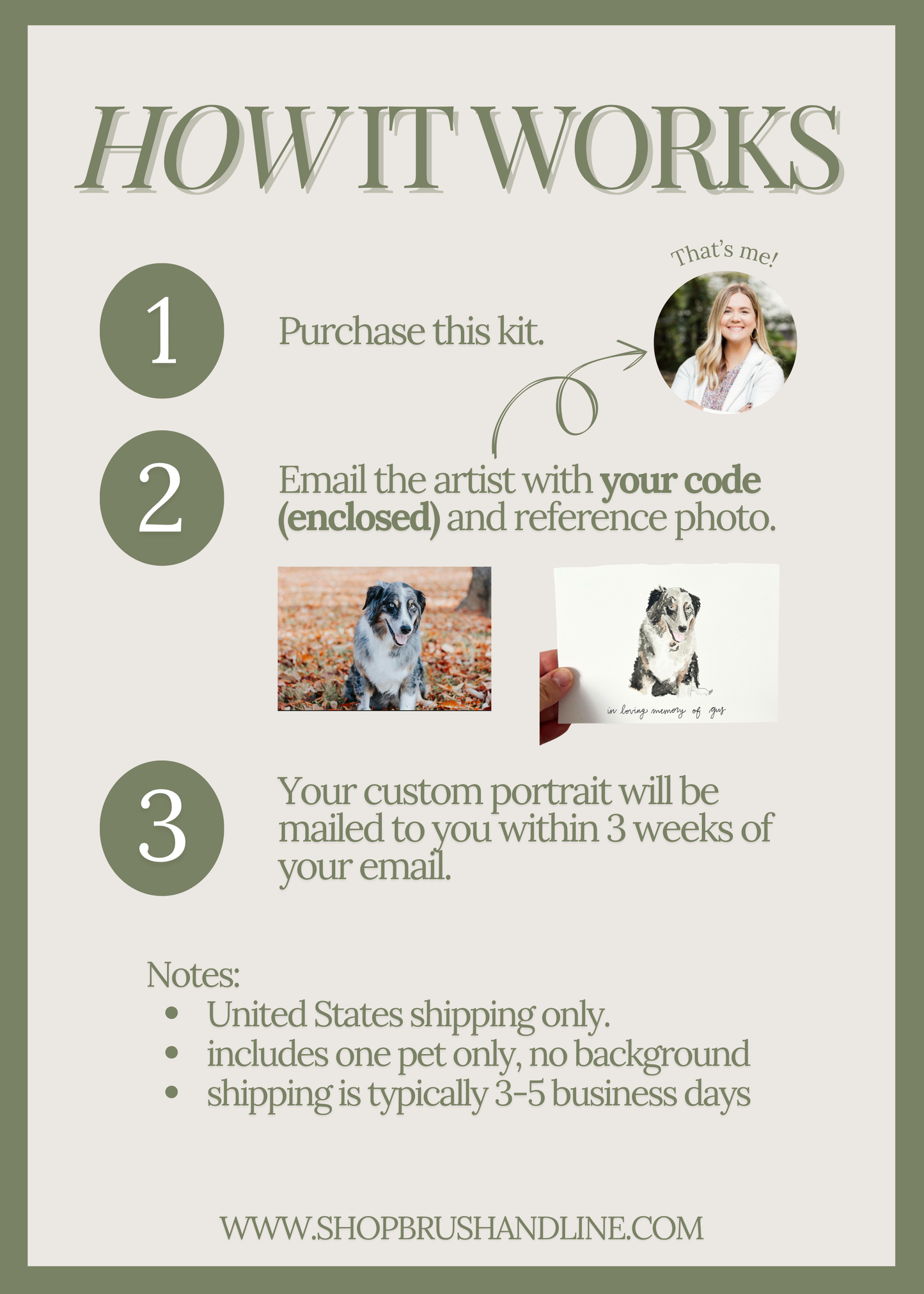 5x7 Custom Pet Portrait KIT