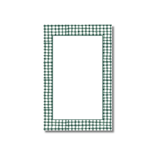 green gingham notepad