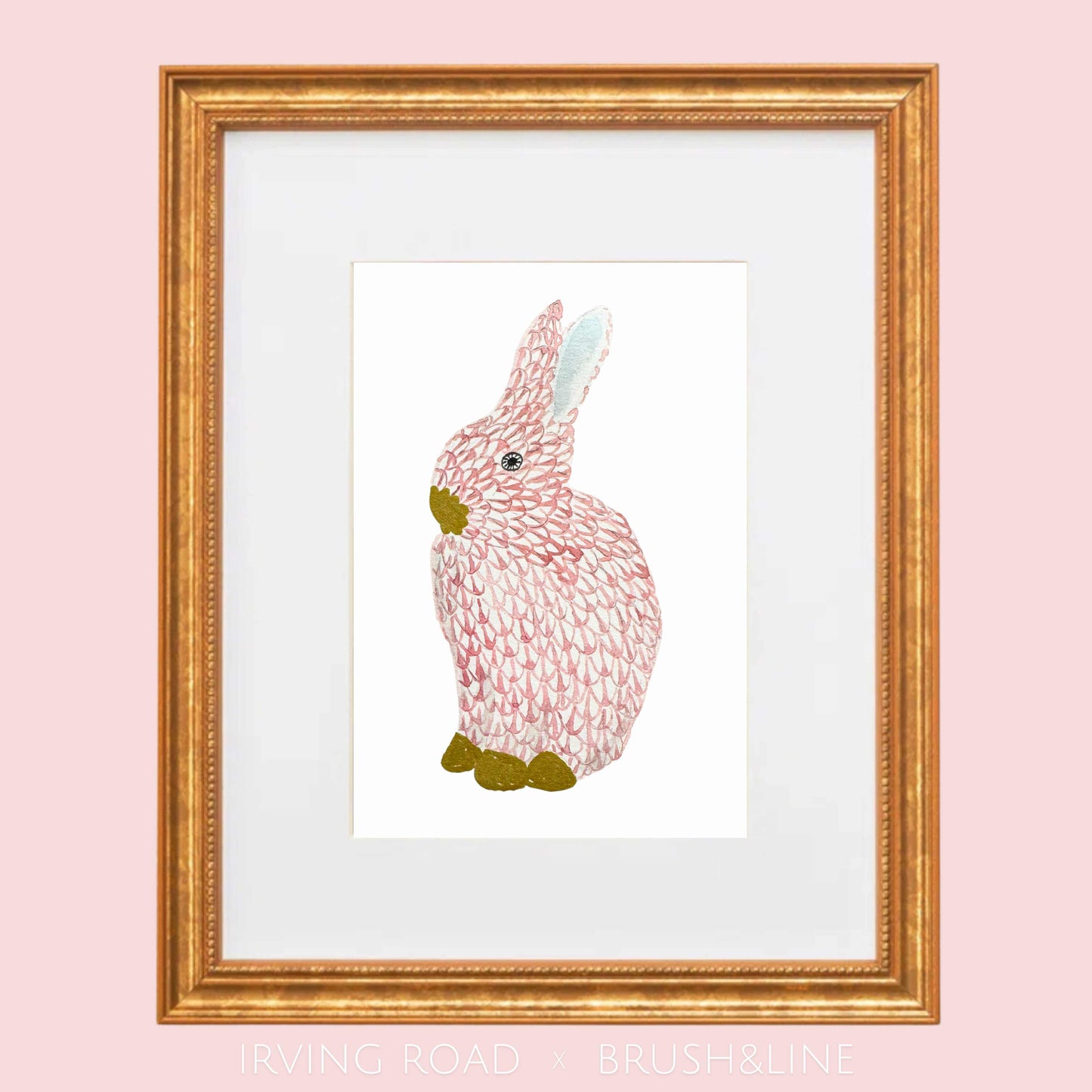 pink bunny art print