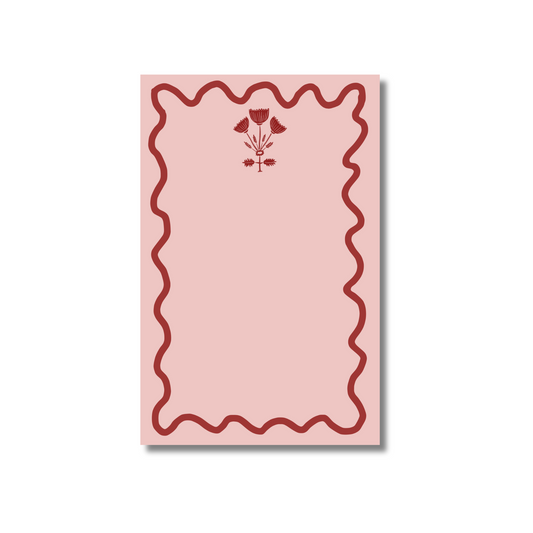 red folk flower notepad