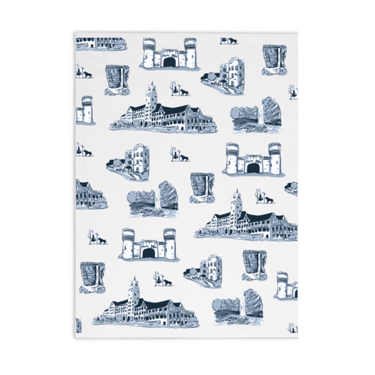 lookout toile tea towel