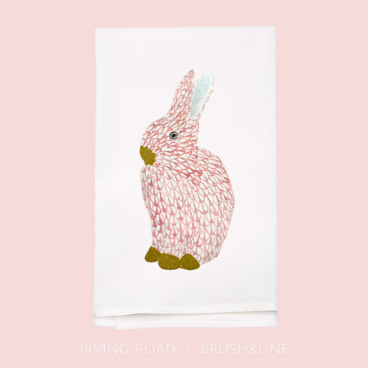 pink bunny tea towel (folded)